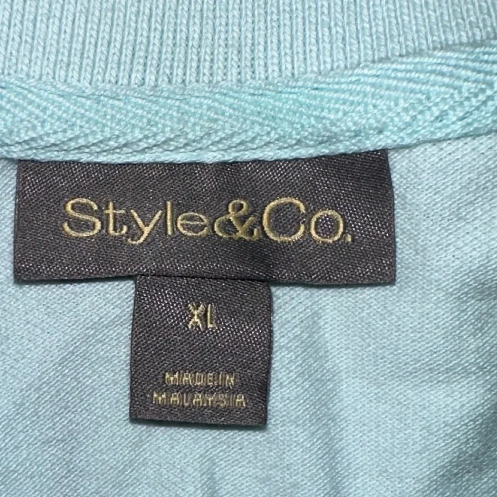 Style & Co Womens XL Light Blue Short Sleeve Pique Polo Shirt Top